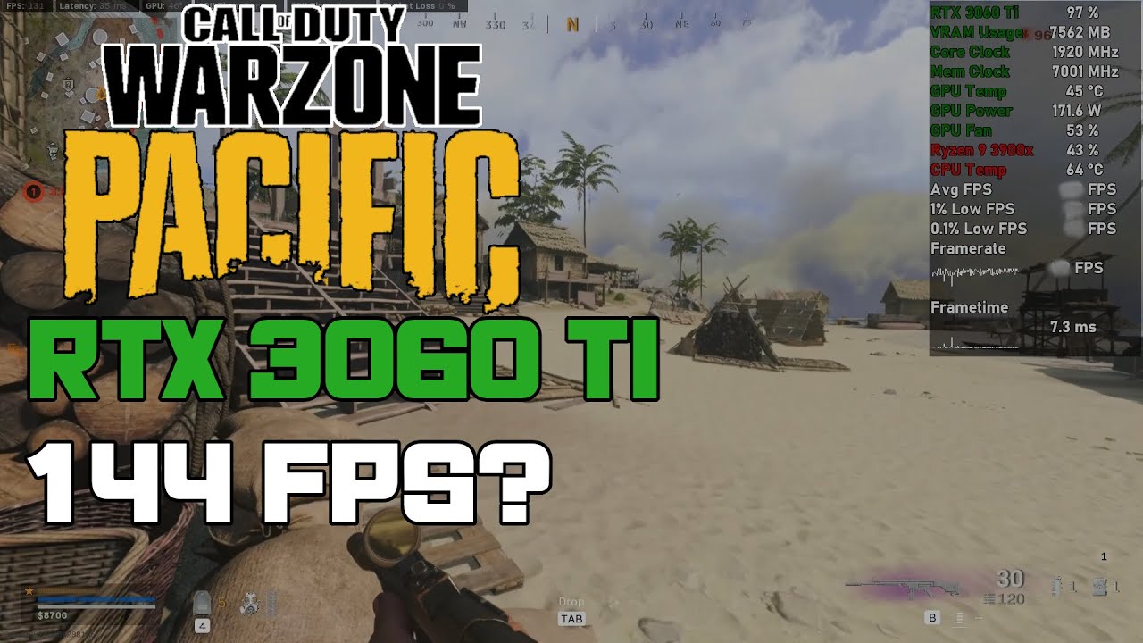Call of Duty Warzone Pacific - RTX 3060 Ti Max Settings 1080p 144Hz is it Possible? + DLSS Tested