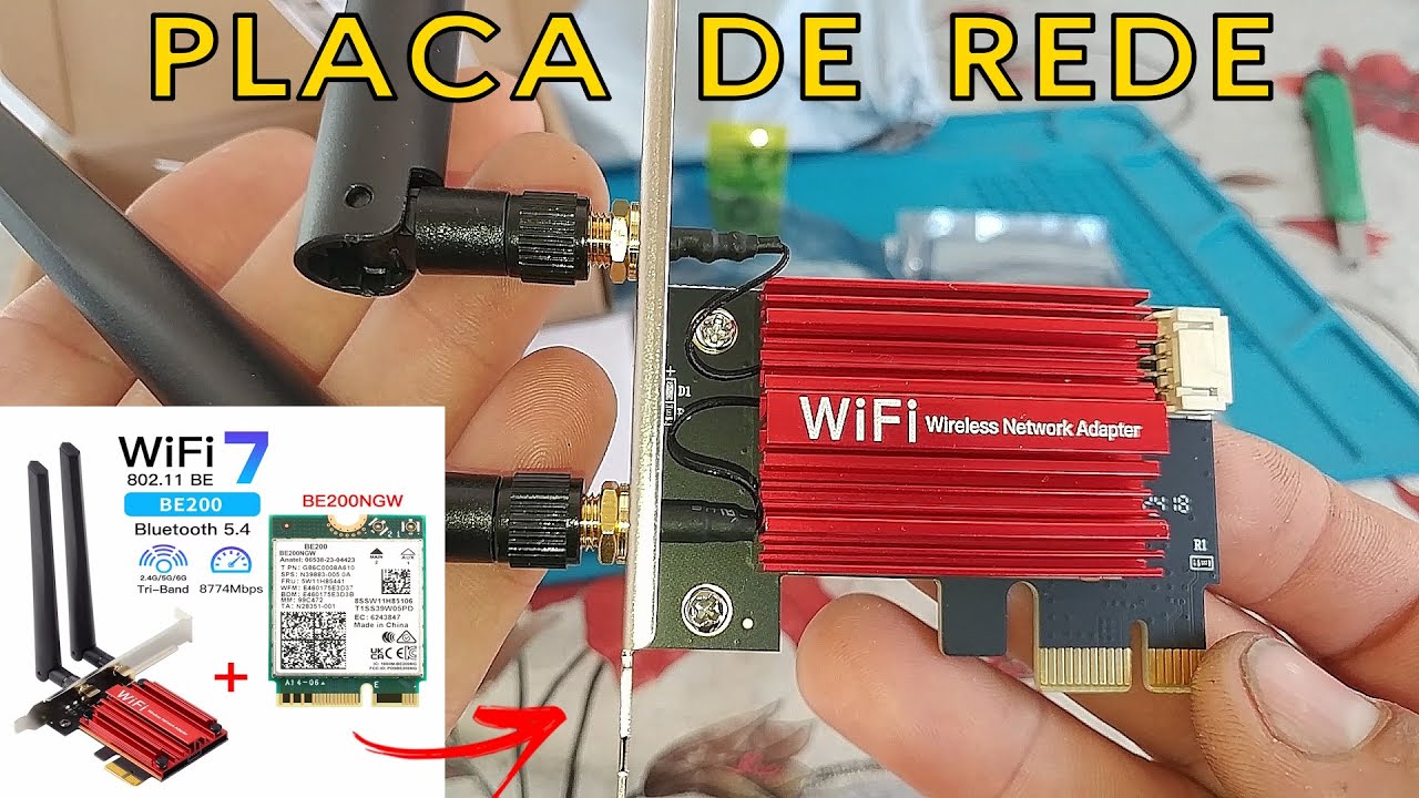 UNBOXING Placa de rede Fenvi wifi 7 6 5 band 8800mbps be200 bluetooth 5.4 802.11be pcie ALIEXPRESS