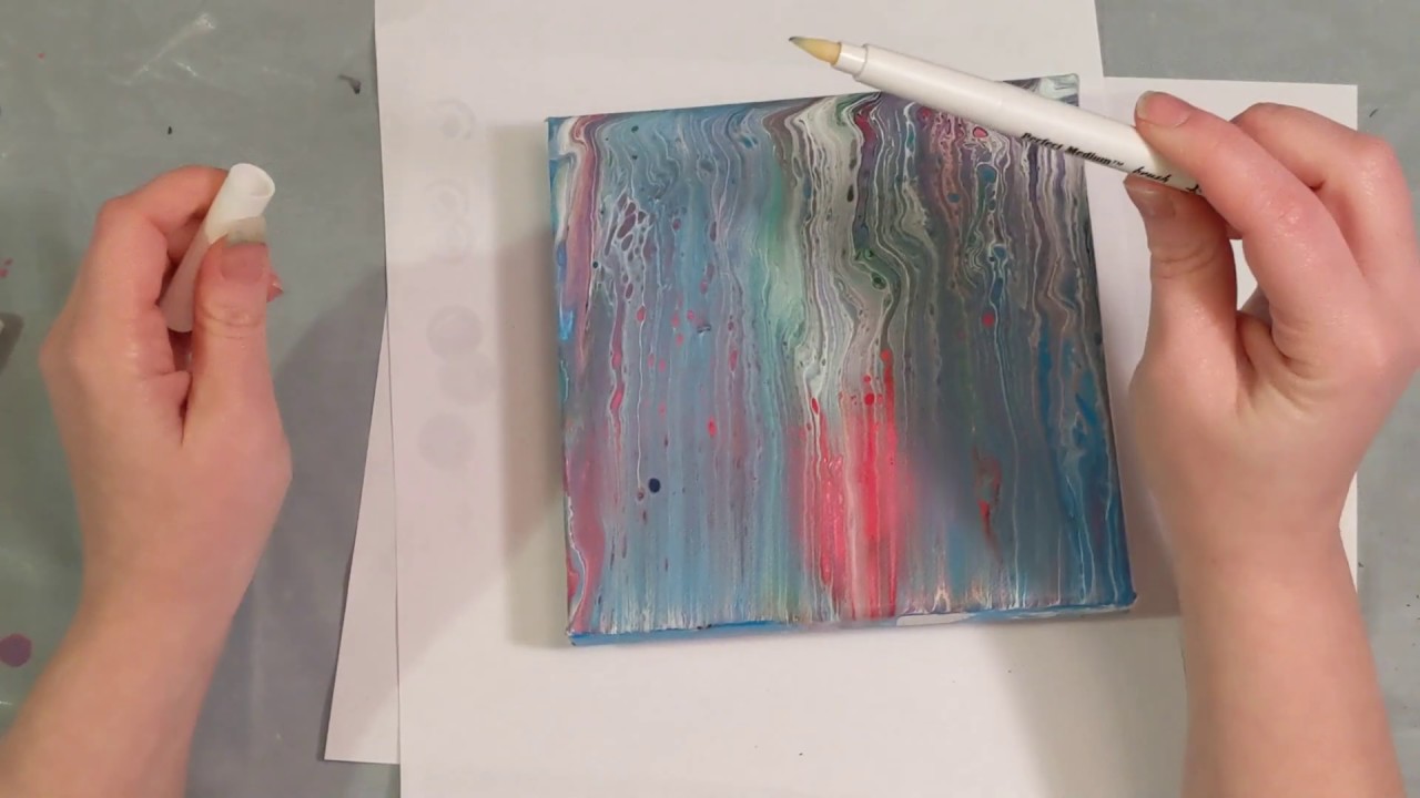 Embellishing an Acrylic Pour Painting with Hand Lettering and Embossing Powder