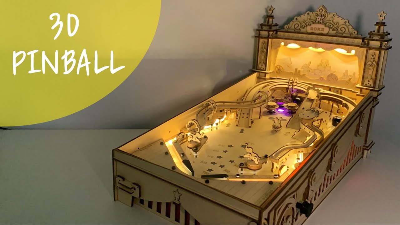 [ 점심으로 치킨 내기 한 판?! Game play🎮] Diy ROKR 3D PINBALL Machine Wood Kit l 3D 핀볼