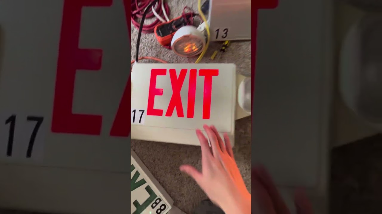 New (damaged) Lithonia HQM exit signs (HQMSW1R 120/277)