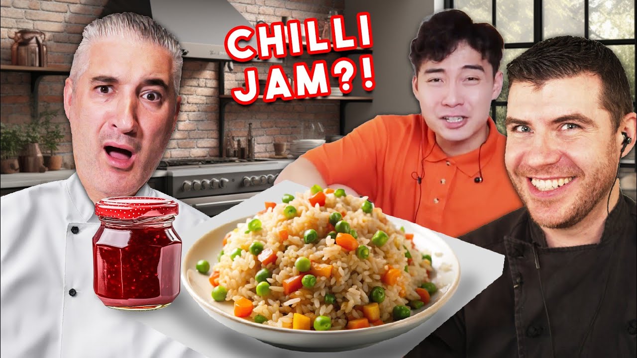 Italian Chef and Chef James React to...Uncle Roger React to Jamie Oliver Egg Fried Rice!