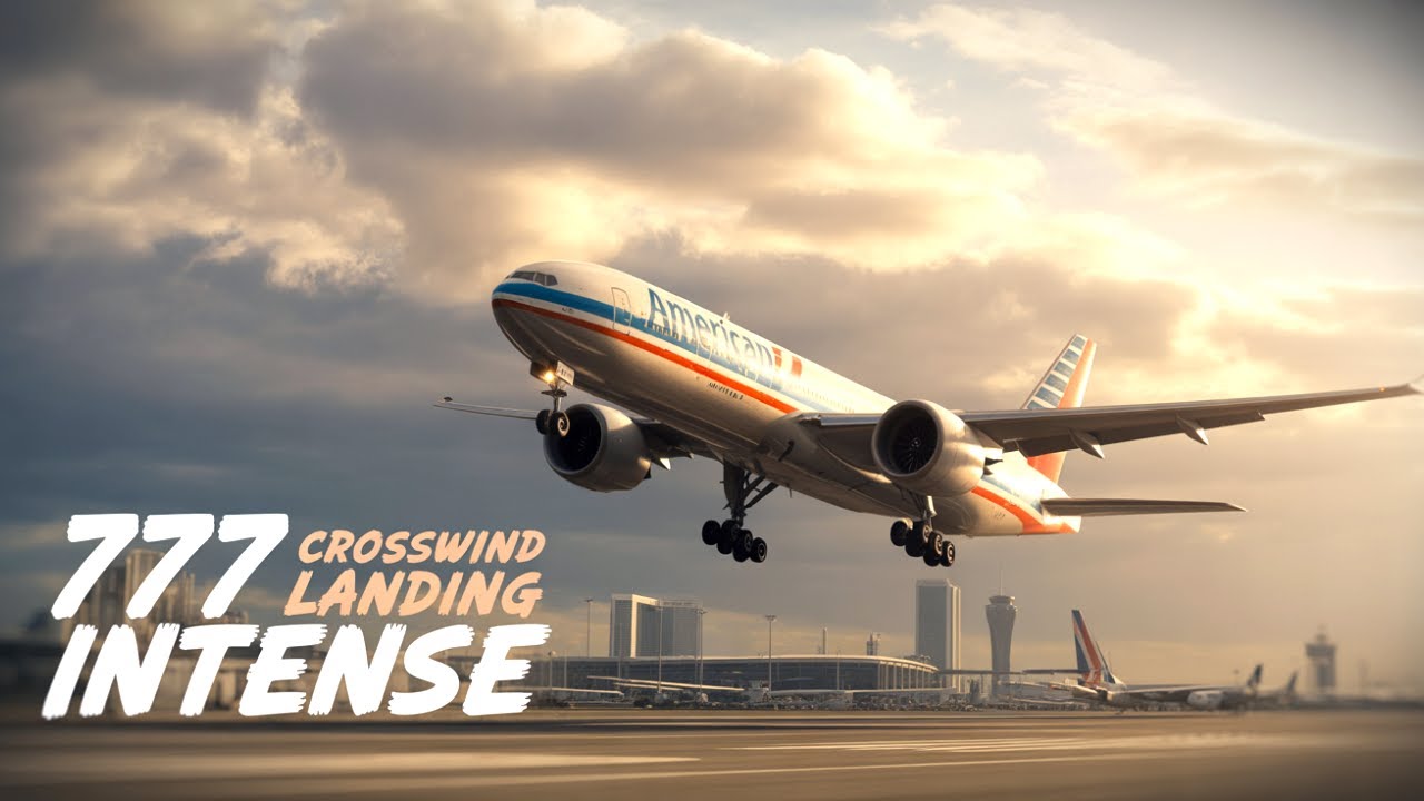 Dangerous Crosswind Landing at Miami Boeing 777 American Airlines