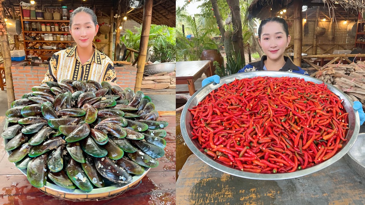 Amazing cooking skill: Mussel clam, Fry egg, Chili cooking, Blue crab recipe | Mommy chef Sros