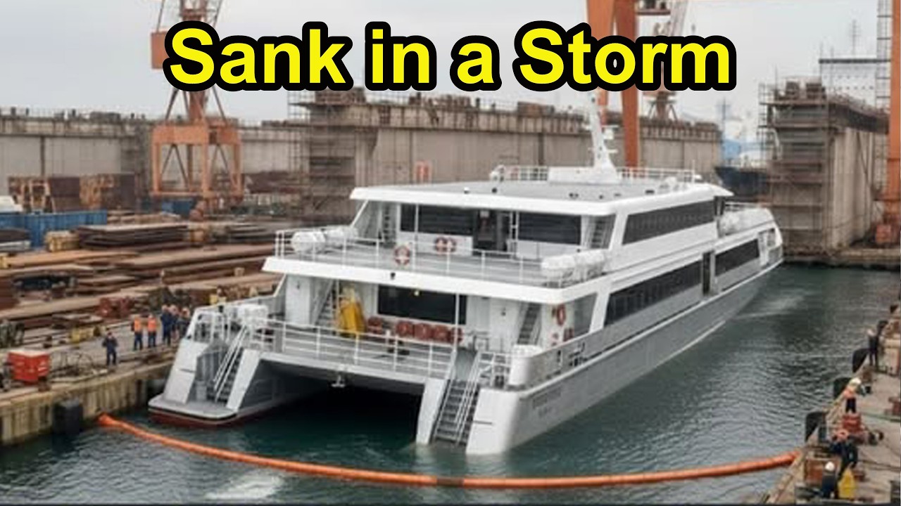 Rare Twin-Hulled Ferry Sinks at Turkish Shipyard.