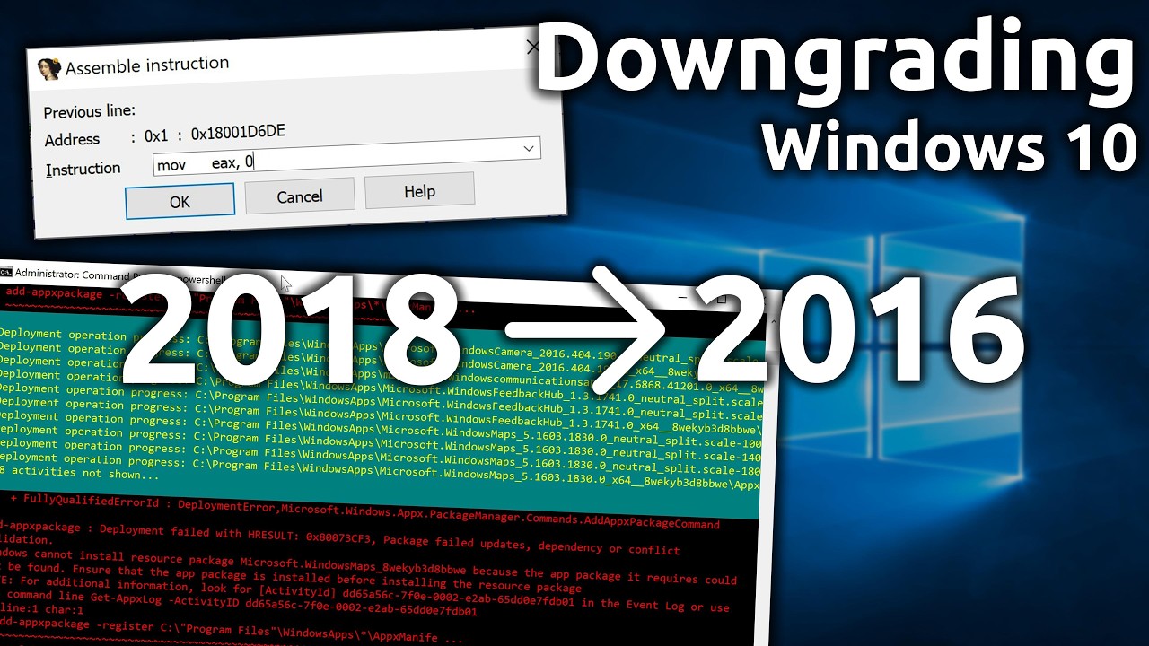 Downgrading Windows 10 1809 to 1607