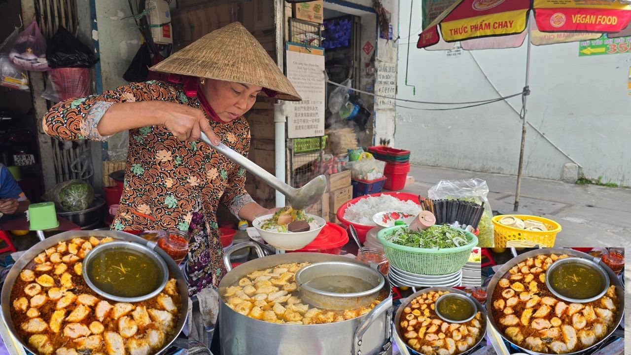 Trùm bún mọc vỉa hè Sài Gòn nấu nồi nước lèo viên mọc hình chiếc bánh bắt mắt