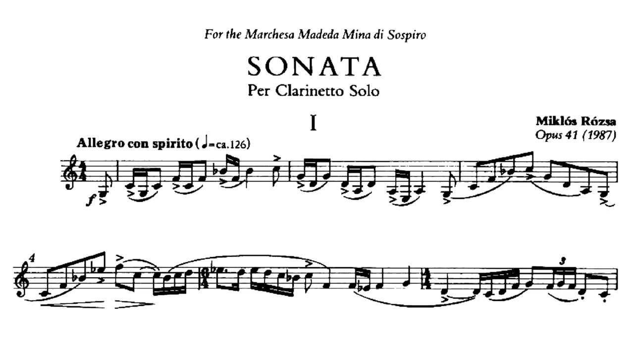 [Miklós Rózsa] Sonata for Clarinet Solo Op.41 (Score-Video)