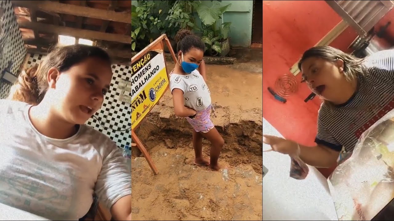 PAULINHA, MARI E GLEYCE BRIGAM POR CAUSA DE VAZAMENTO NA RUA - Stories do Luelves