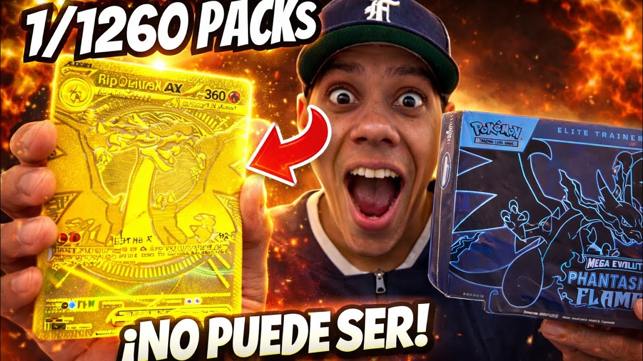 💵 $350 por esta carta. 🤑  GOLD MEGA CHARIZARD X EX ! 😱 Phantasmal Flames”🔥