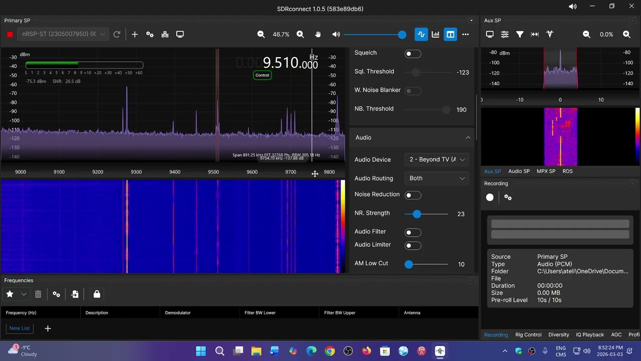 World of Radio WRMI for a few minutes and then tuning 31 meter band shortwave SDRplay nRSP-st