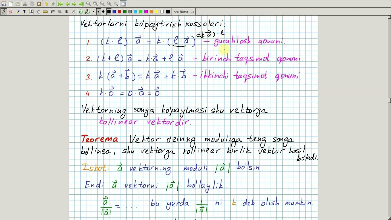 Vektorni songa ko'paytirish. Geometriya 8-sinf. 53-dars