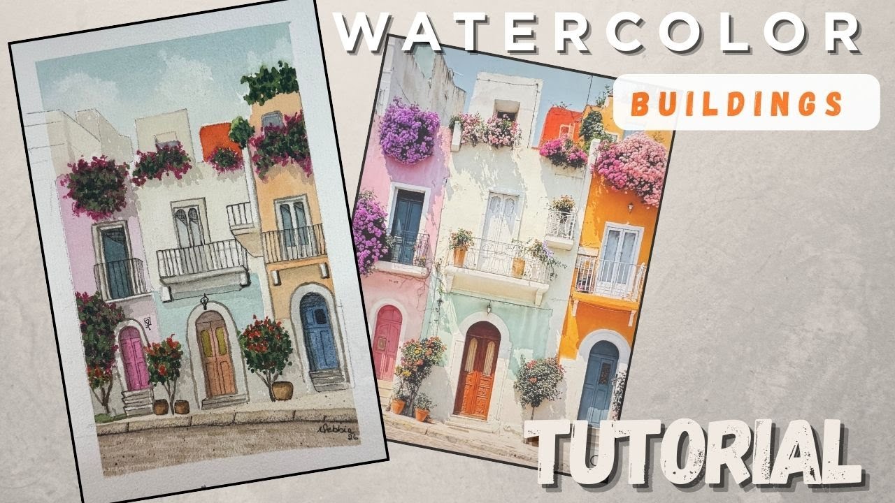 watercolor buildings tutorial