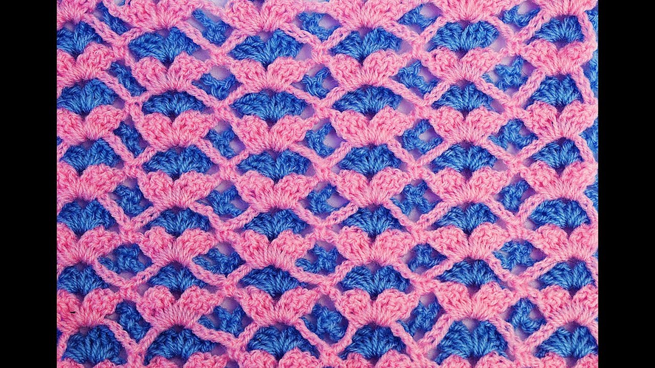 punto de abanico a ganchillo  reversible  Para mantas y cobijas . Muy facil y rapido MAJOVEL CROCHET