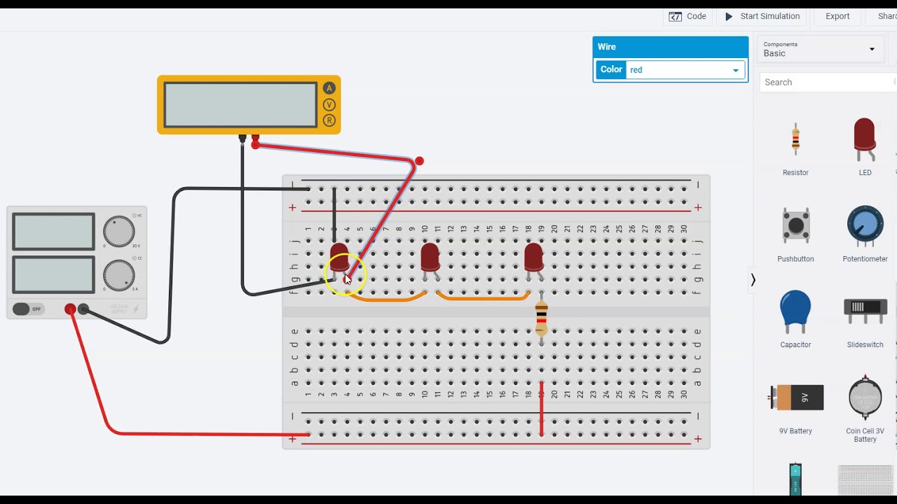 Measuring Voltage with Multimeter in Tinkercad