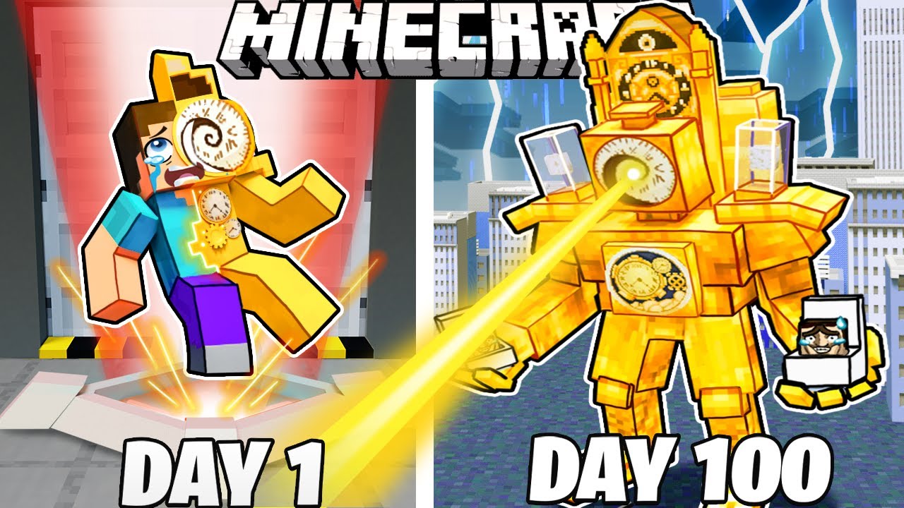 I Survived 100 Days as CLOCK MAN in HARDCORE Minecraft!