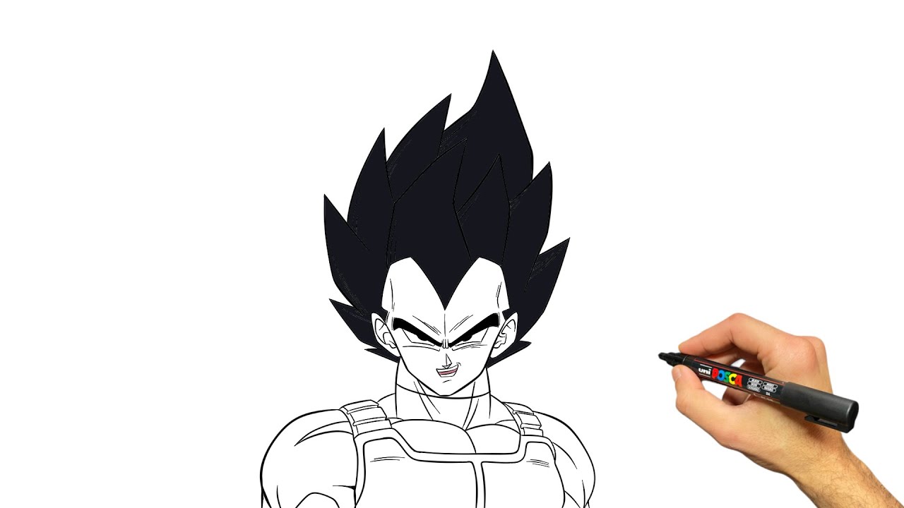 How to draw Vegeta (Base Form) | Step by Step Dragonball Drawing Tutorial
