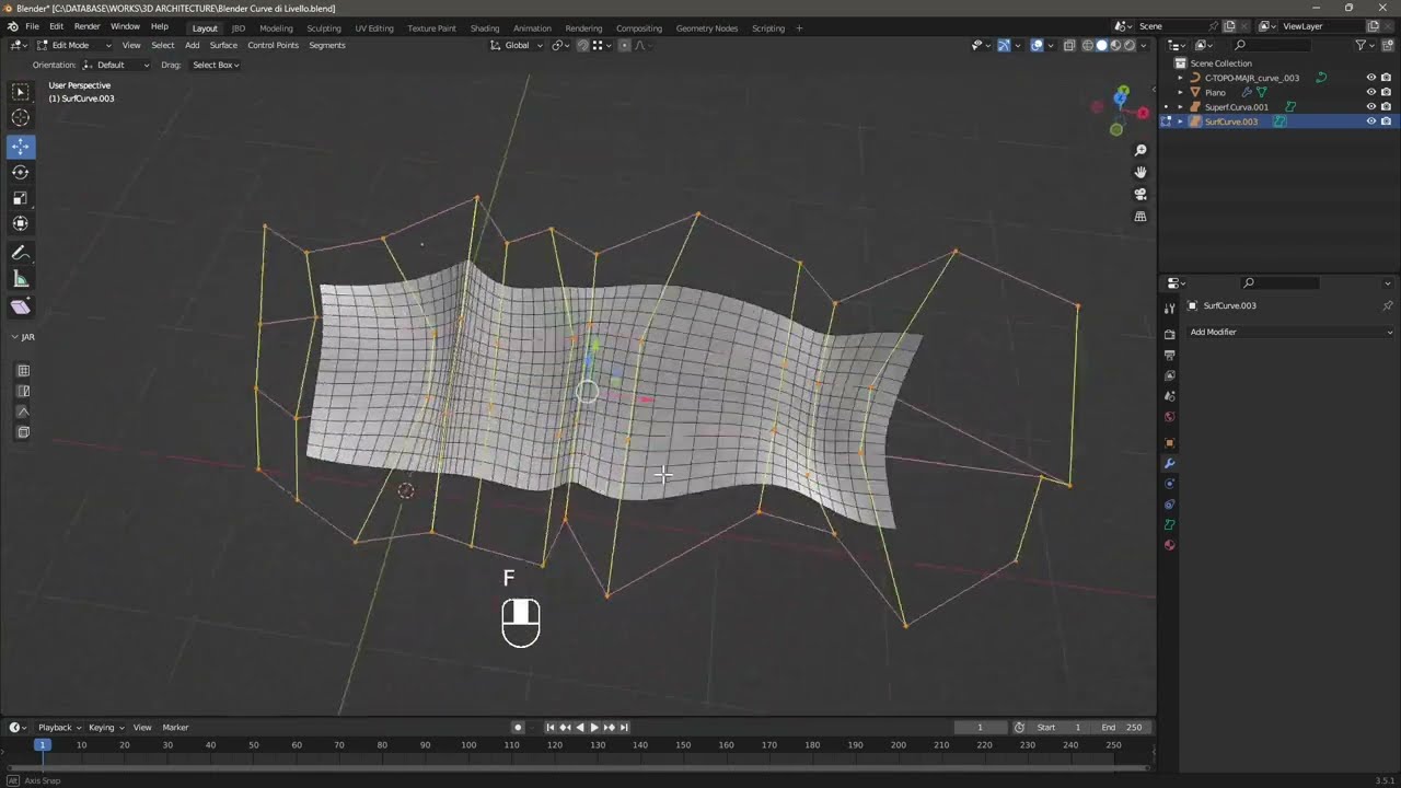 Videoguide - Create Mesh or Nurbs Surface for Terrain or Soft Surfaces Using Level Curves in Blender