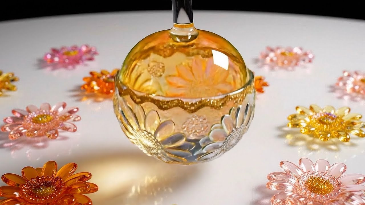 【AI】ASMR🌷🥂 Очаровательный стакан с пузырьками в виде цветов месяца рождения #aiasmr