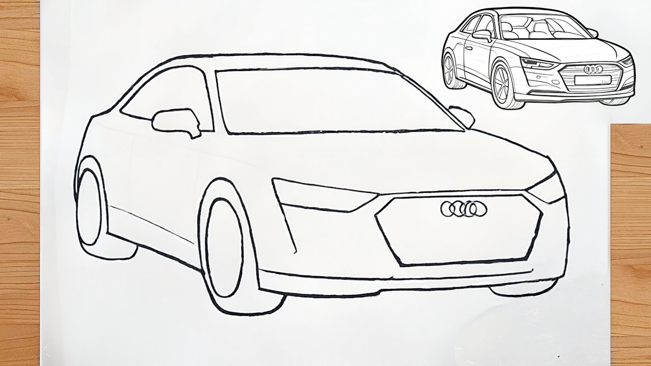 Audi Car Drawing with One Pencil – Easy and Realistic Car Art || Easy Car Drawing Audi