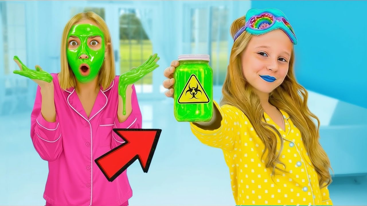 Nastya and her first sleepover with Maggie