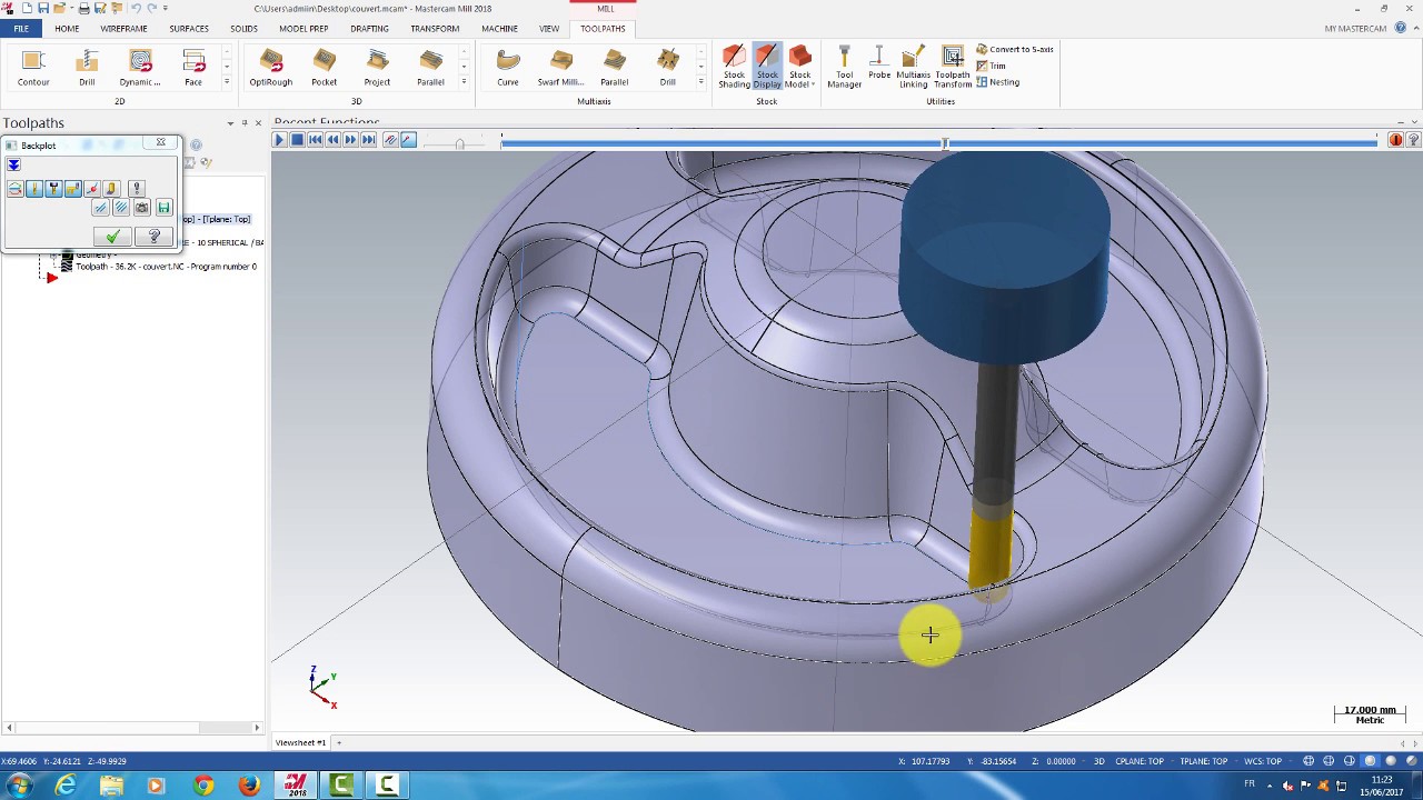 MasterCam 2018  ToolPath Finish Pencil