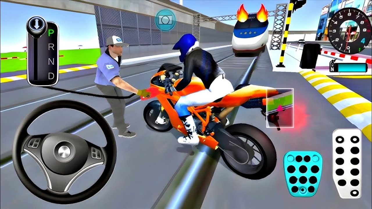 Orange Brand New Bike vs Bullet Train 3d Driving Class android Gameplay Video || Car game #cargame 
