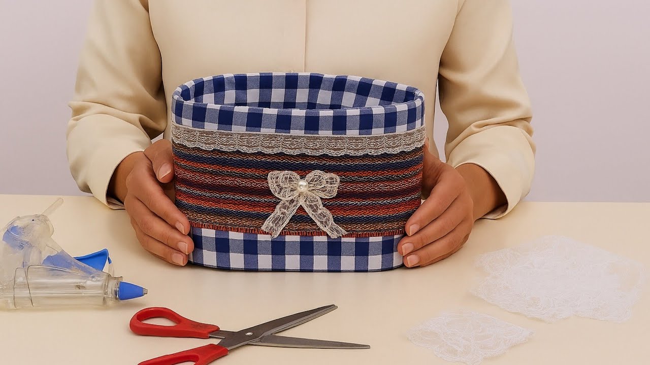 Make a Patchwork Fabric Basket Today | Easy Sewing for Makeup Cleaner
