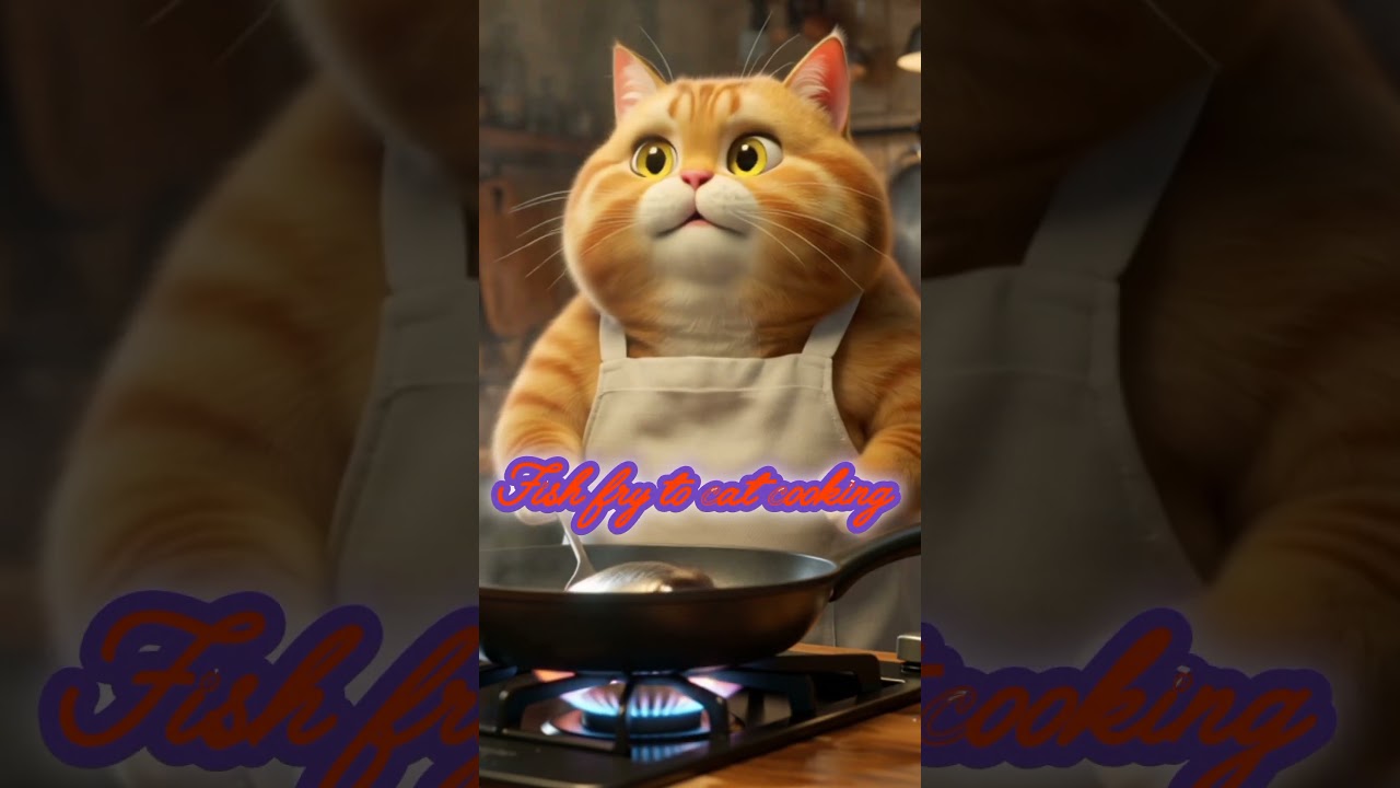 cheif cat  cooking fish fry