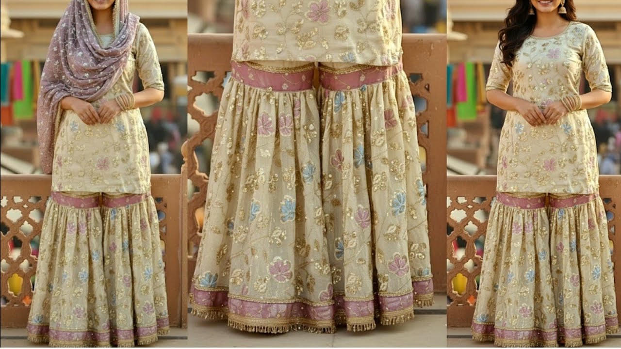 Gharara/Sharara Cutting And Stitching/ Gharara Pants DIY/ Sharara Pants Making