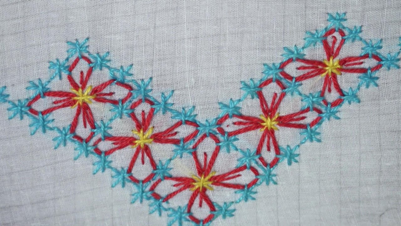 Hand Embroidery : Gingham / chicken scratch Embroidery