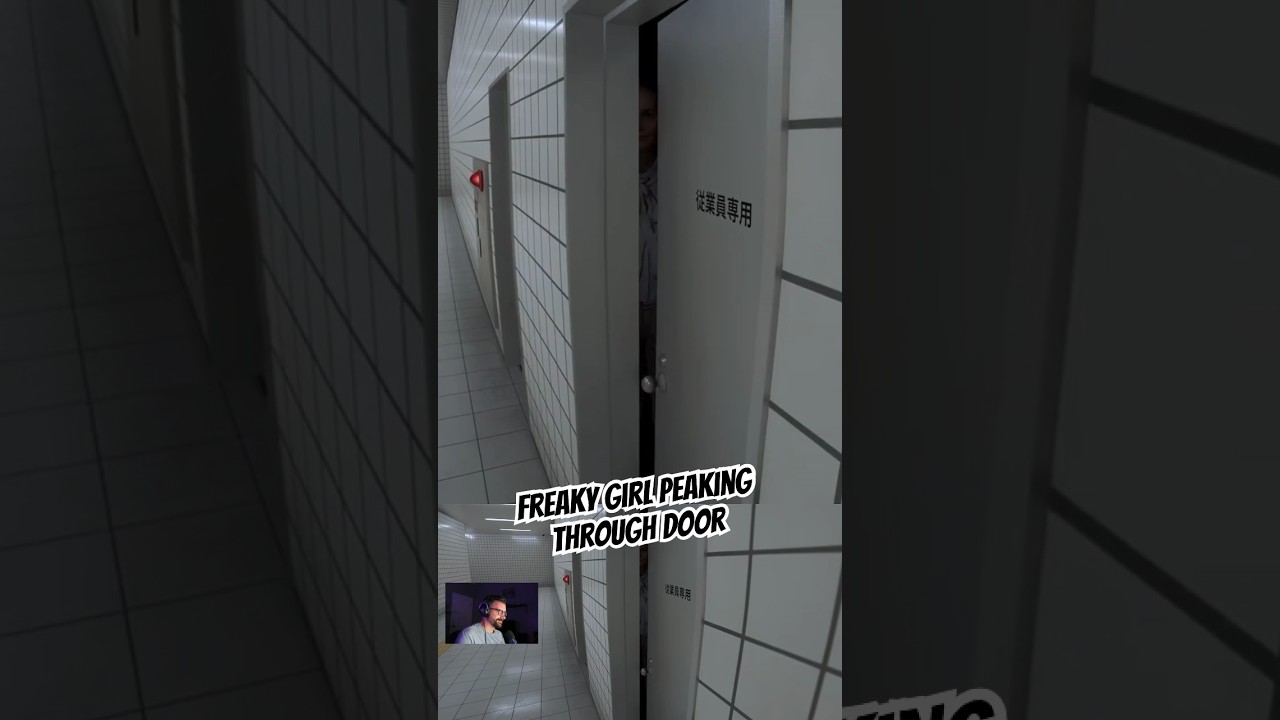 Creepy girl peaking through the door #theexit8 #backrooms #gaming #games #creepy