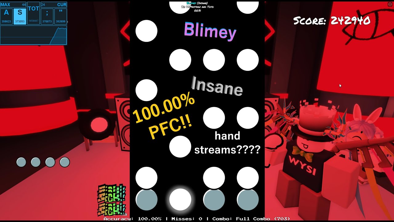 Roblox Funky Friday // Blimey (Insane) 100.00% 3rd ever RIGHT side PFC Perfect Combo!! | Silicosis