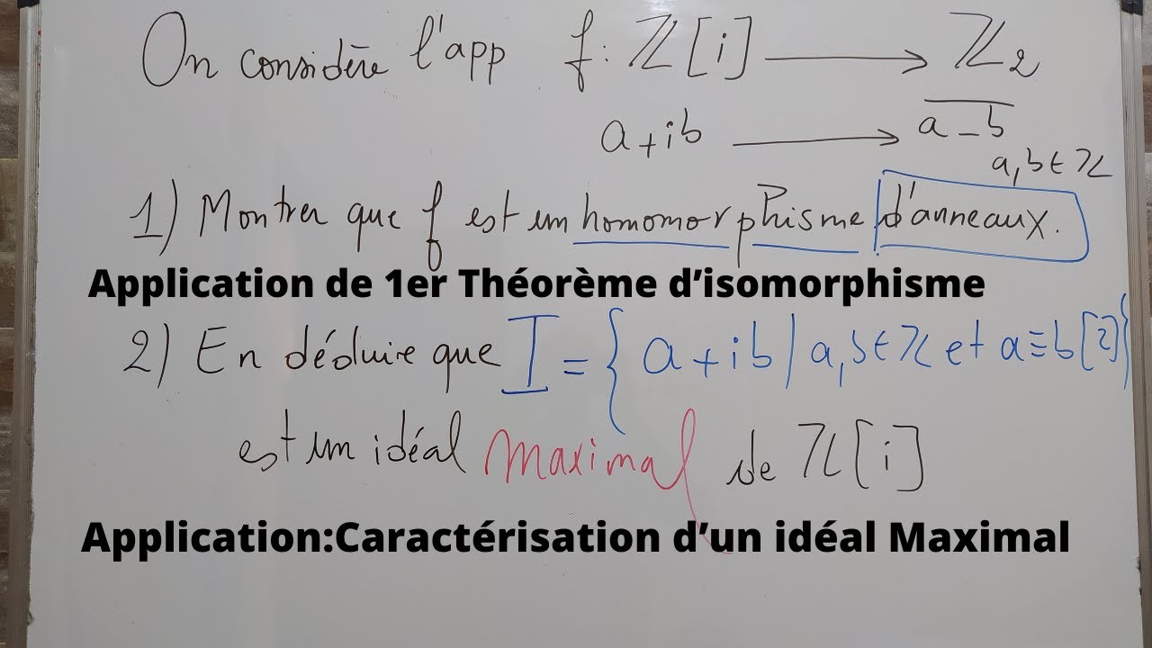 Application de premier théorème d’isomorphisme d’anneaux  Caractérisation d’un idéal Maximal