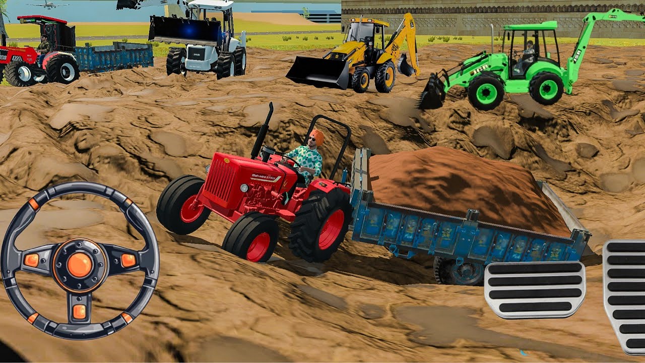 Drive Jcb,Dumper🌋, Holland tractor🚜, and JONDHER 🚜 Tractor Uploading(मिट्टी) mitti #tractor #gaming 
