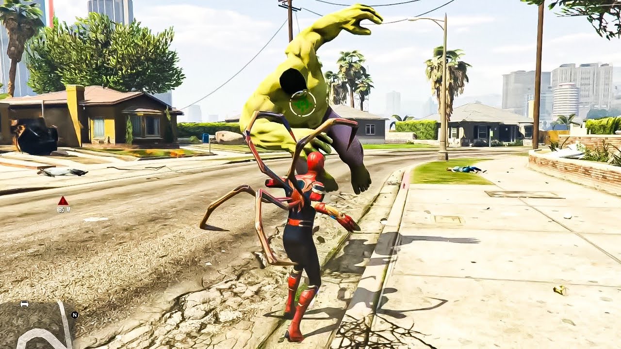 SPIDERMAN vs HULK 💥 Epic Street Fight | Spider-Man Wala Game Style | GTA 5 Mods Part 1