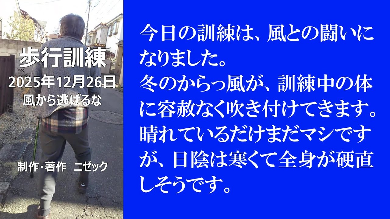 歩行訓練 2025年12月26日　風から逃げるな