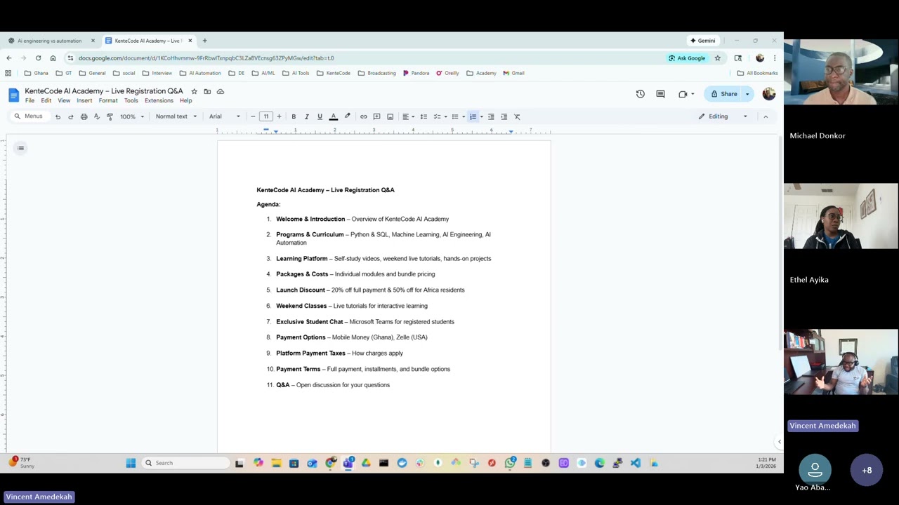 KenteCode AI Academy Live Registration Q&A - 01
