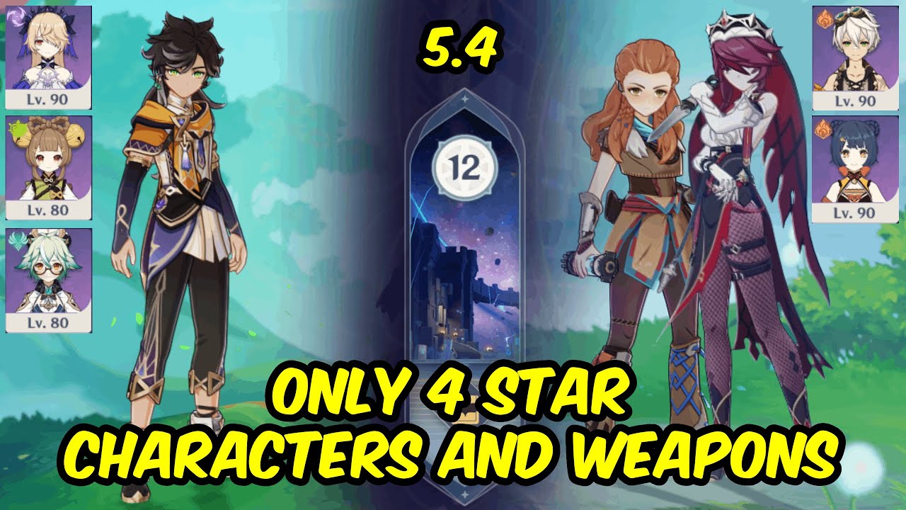 5.4 Spiral Abyss - Only 4 Stars - Sethos Aggravate and Rosaria & Aloy Melt - Genshin Impact