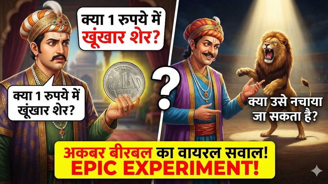 क्या बीरबल 1 रुपए में शेर को नचा सकता है क्या। अकबर बीरबल की सबसे कठिन कहानी। Akbar Birbal kahani 