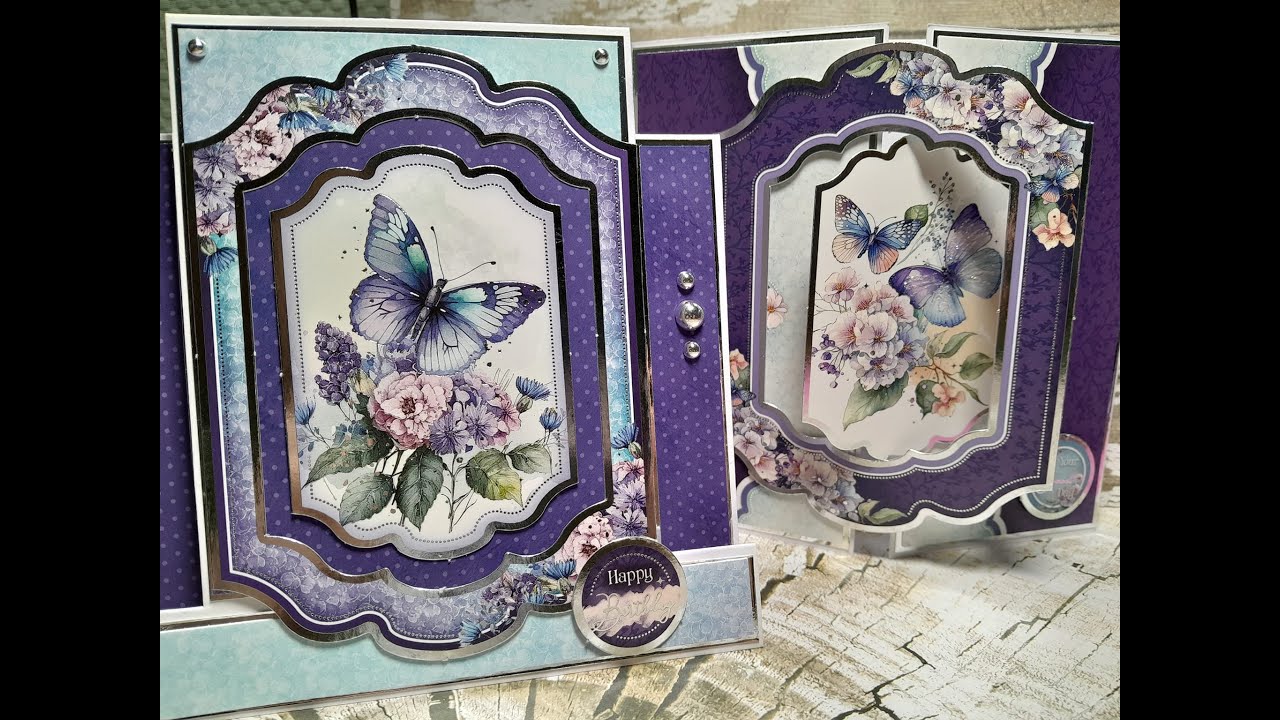 Crafting with Hunkydorys Butterfly Dance - Amethyst Wings (stepper and gatefold card)