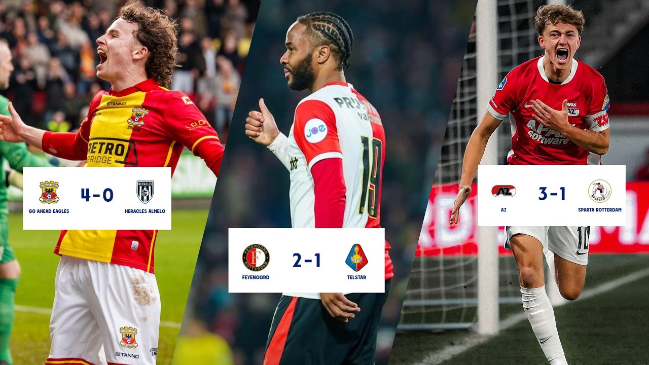 GO AHEAD EAGLES BEAT HERACLES 4-0, FEYENOORD 2-1 WIN AGAINST TELSTAR, AZ HUGE WIN OVER SPARTA 3-1