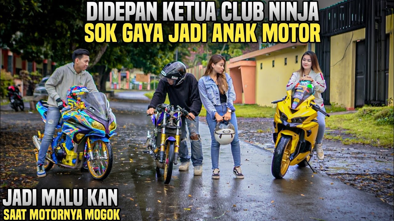 KETUA CLUB MOTOR & ISTRINYA DIBULLY PASANGAN SOK GAYA NAIK NINJA 2TAK MODIFIKASI!! Tapi malu sendiri