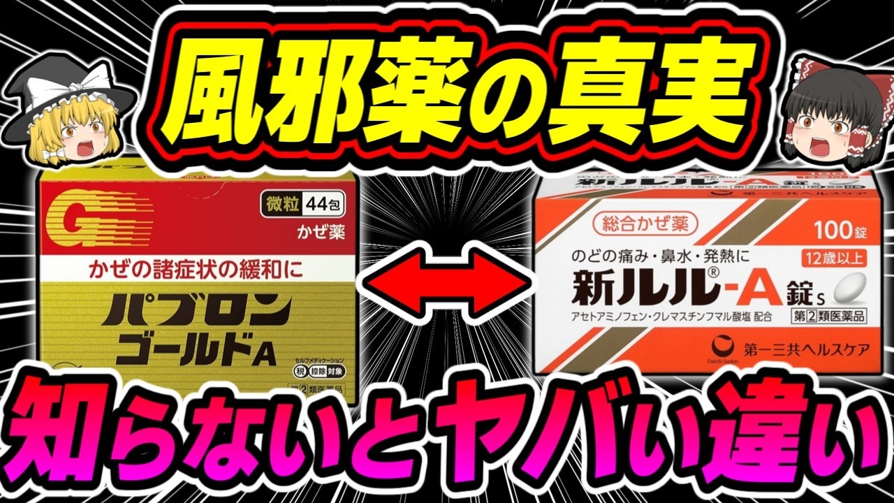 【風邪薬】パブロンとルル、何が違ってどっちが効くのか？【ゆっくり解説】