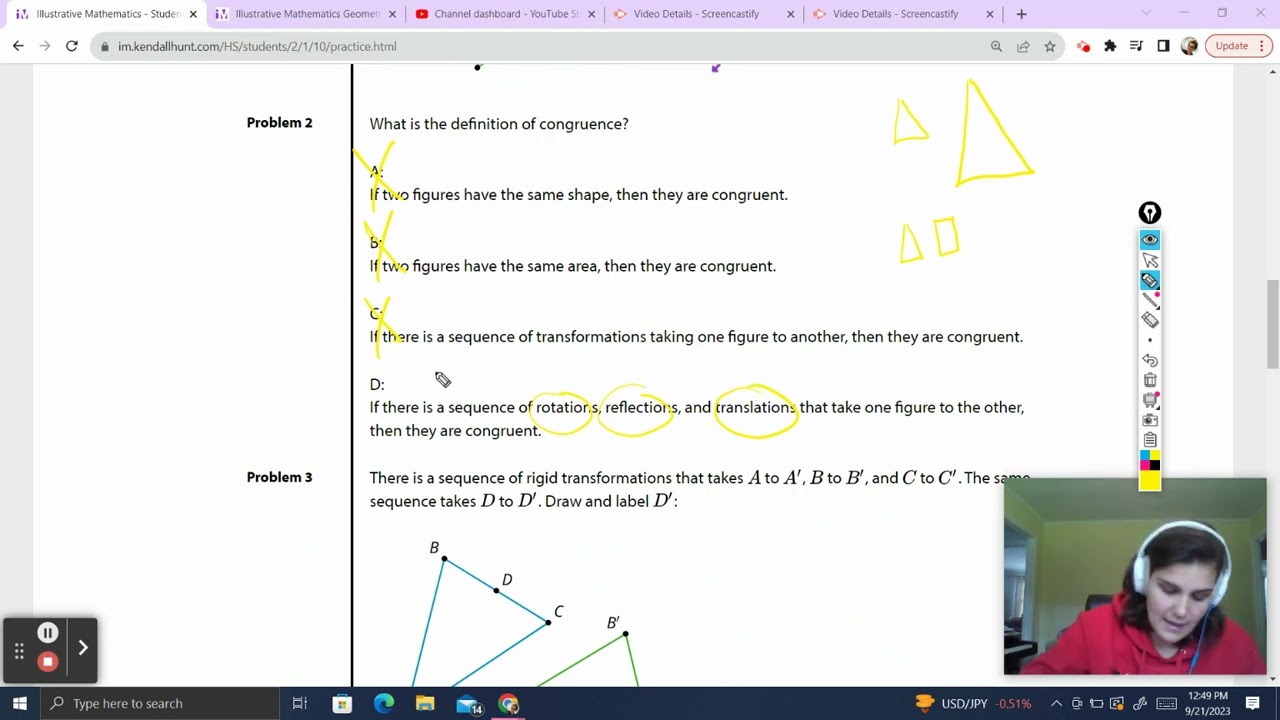 Illustrative Mathematics Geometry Unit 1 Lesson 10 Practice Explained