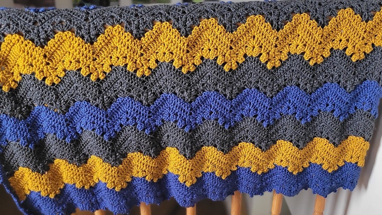 Granny Square Ripple Crochet Baby Blanket