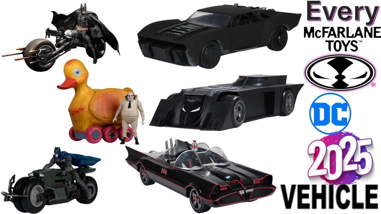 Каждый 2025 год - Транспортное средство - Мультивселенная DC, сравнительный список игрушек McFarl...