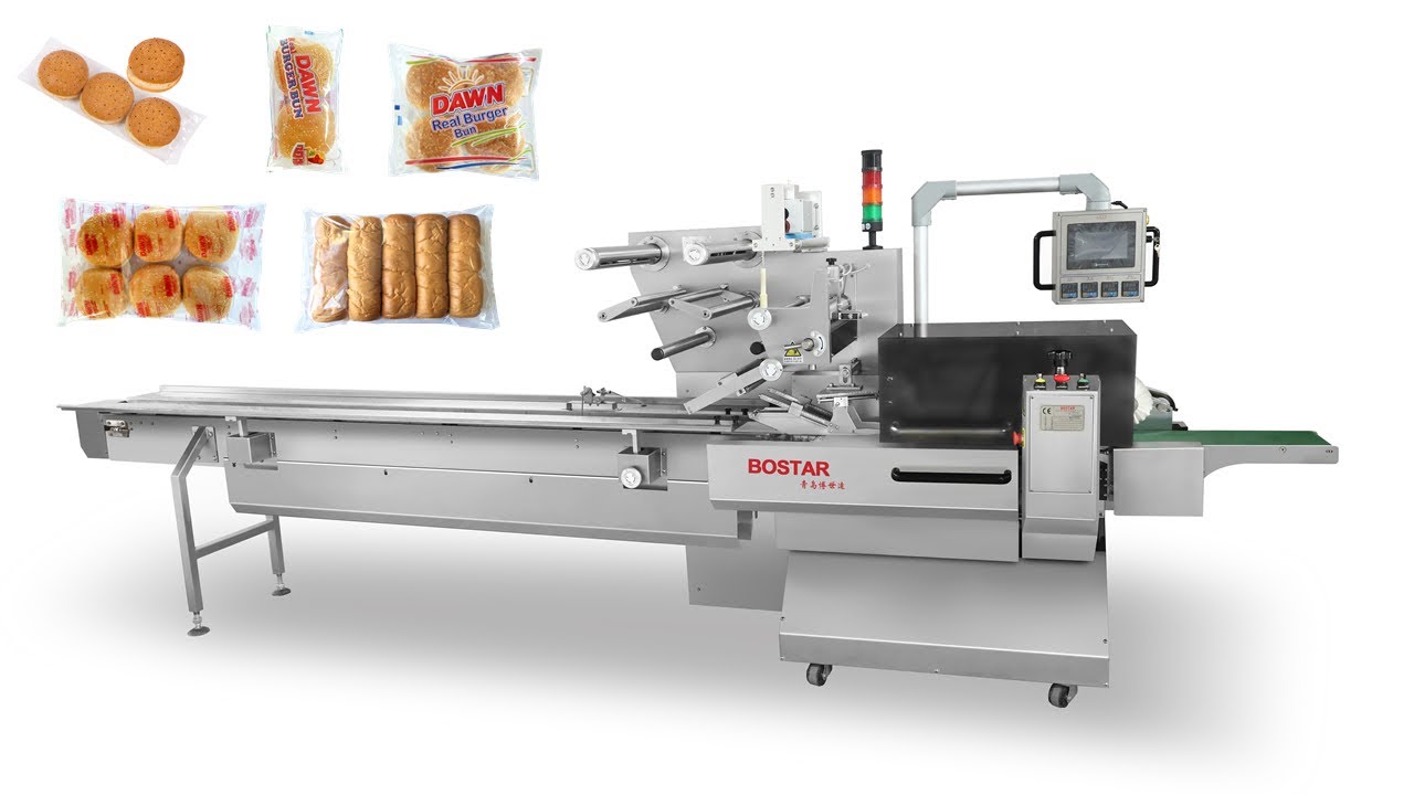 automatic packaging line for burger buns 6pcs in one  8pcs 10 pcs in one bag 12 pcs 15 pcs per pack