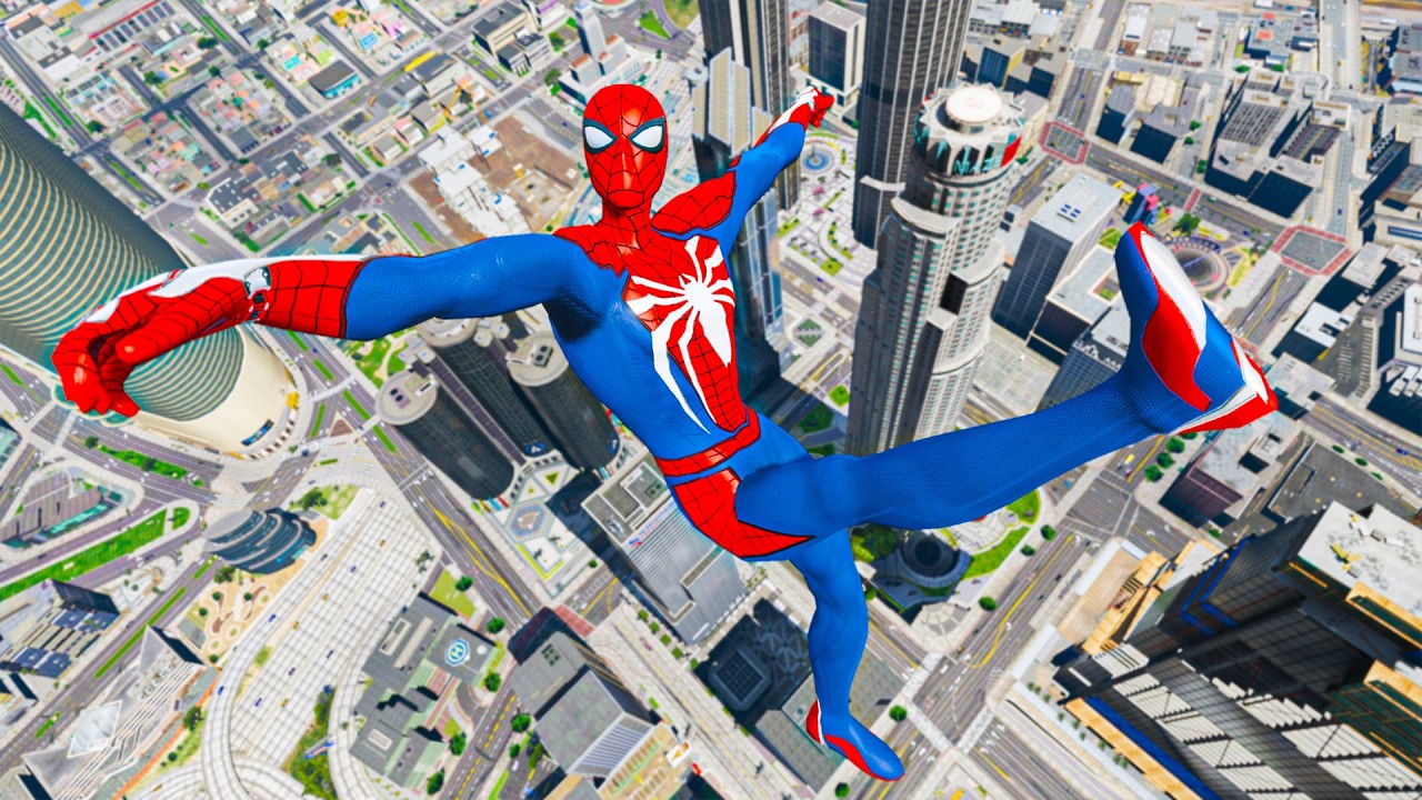 Spiderman Falling off Highest Buildings - (GTA 5 Spider-Man Gameplay) Ep-39