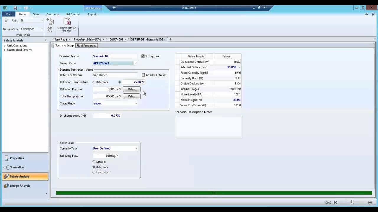 Pressure Relief Valve Size Available in Aspen HYSYS V8.3